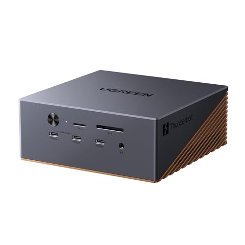 UGREEN Maxidok Thunderbolt 5 Docking Station, 8TB M.2 NVMe SSD Support | 17-in-1, 3xTBT5, DP2.1, Dual/Single 8K@60Hz, 6x10Gbps USB-C&A, 140W Charging, 60W PD-Out,2.5GbE, 3x3.5mm Audio,Cooling System