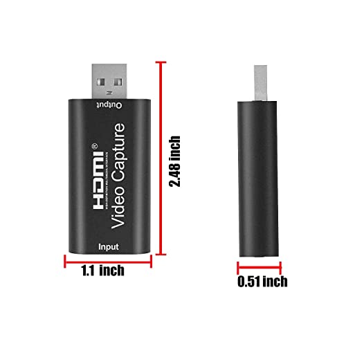 Video Capture Card, Hdmi Video Capture Card, USB Capture Card,4K HDMI to USB2.0, Record via DSLR Camcorder Cam for High Definition Acquisition, for Broadcasting, Amamzing Record, Meeting,ect. (Black)