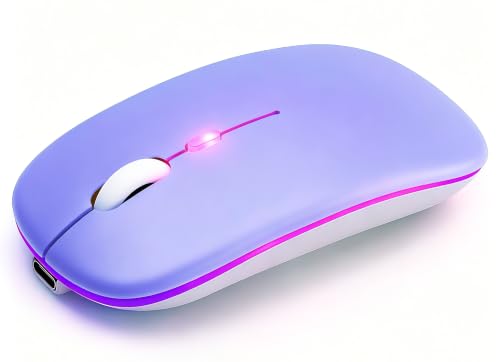 Wireless Bluetooth Mouse Rechargeable Long Lasting Dual Mode - BT 5.2 & 2.4G Silent RGB LED Mice, Slim Portable Ergonomic Mouse for Laptop/PC/Tablet/MacBook/iPad/Apple Devices(Purple) - color: Purple