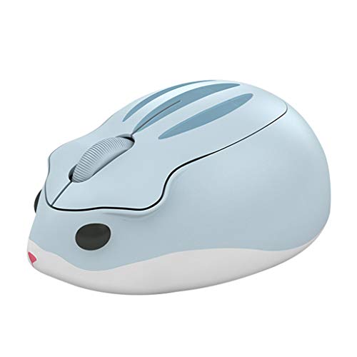 2.4GHz Wireless Mouse Cute Hamster Shape Less Noice Portable Mobile Optical 1200DPI USB Mice Cordless Mouse for PC Laptop Computer Notebook MacBook Kids Girl Men Women Mom Dad Gift (Blue) - color: Blue