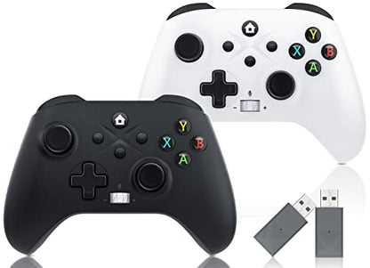 Gamrombo 2 Pack Wireless Controller Replacement for X-box One, X-box Series X|S Controller with Audio Jack & Volume Button/Turbo/Macro/Dual Shock, with 2.4GHz Adapter Black+White - Need to Upgrade