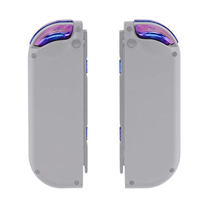 eXtremeRate DIY Full Set Buttons for Nintendo Switch & Switch OLED, Replacement Buttons for JoyCon, ABXY Direction Keys SR SL L R ZR ZL + - Home Capture Trigger Buttons Springs - Chameleon Purple Blue - color: Chameleon Purple Blue
