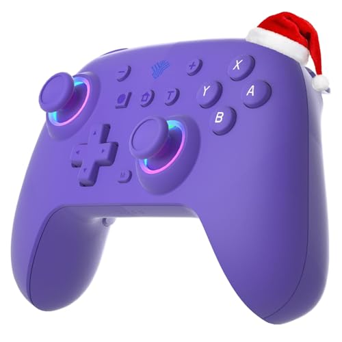 SZYUYU Switch Controller for Switch 2,Switch Pro Controller for Switch/OLED/Lite/PC with 7 Colors LED Light/3-level TURBO Adjustable,4-Speed Dual Vibration/Hall Effect Sticks/Wake Up/Gyro Axis Motion(Purple) - color: Purple