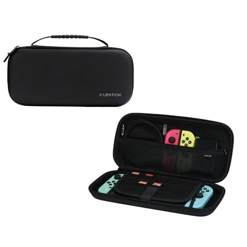 LENTION Carrying Case for Nintendo Switch 2(2025) with Handle, Protective Switch 2 Hard Shell Case with 10 Game Card Slots, Slim Compact & Lightweight Travel Bags for Console & Accessories (Black) - color: Black