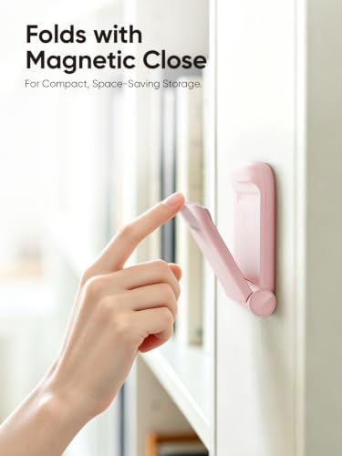 MAMUVIMO Headphone Stand, Headset Stand Foldable ＆ Sticky, Headphone Holder Hook Mount with Non-Slip Silicone, Adhesive Earphone Desk Hanger Clip Space-Saving for Airpods Max, All Earphones- Pink - color: Pink, size: 1 Pack