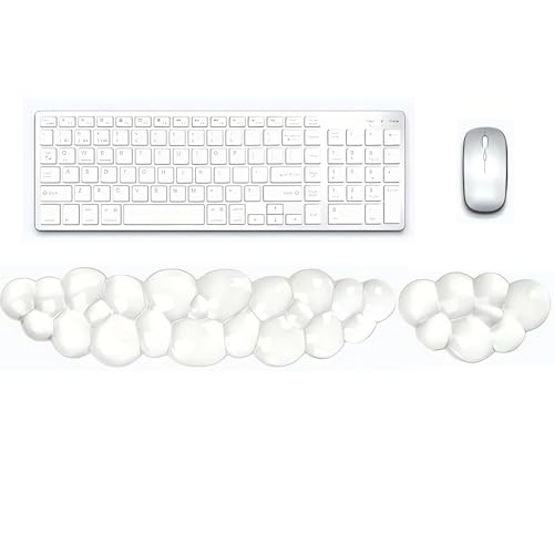 Gel Cloud Wrist Rest for Keyboard and Mouse, Clear Cloud Keyboard Wrist Rest Set, Ergonomic Cloud Wrist Support for Typing Pain Relief, Cute Wrist Pad for Office, Gaming, Computer, Laptop - color: Cloud Pad Set - Transparent