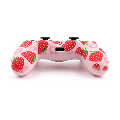 RALAN Pink Controller Skins for PS4,Fruit Silicone Controller Cover Skin Protector Compatible /PS4 Slim/PS4 Pro Controller with 2 Cute Thumb Grips Caps… - color: Red