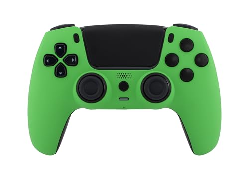 Crazy Controllerz Custom Wireless Controller for PS5 with Z-Touch™ Seamless Soft Touch Front Shell and Z-Grip™ Comfort Zones - Neon Green - color: NEON GREEN