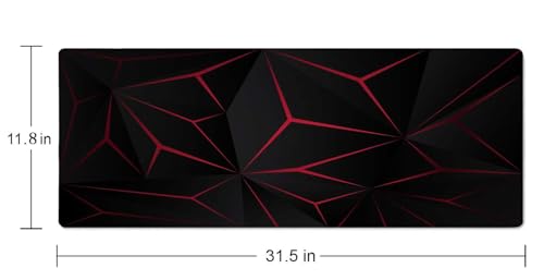 Mouse Pad Gaming, Large Mouse Pads for Desk, Keyboard Mouse Mat Desk Pad, Non-Slip Rubber Base with Stitched Edges Mousepad, 31.5x11.8 inch Abstract Polygonal Triangle Dark Red - color: Abstract Polygonal Triangle Dark Red