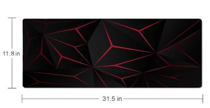Mouse Pad Gaming, Large Mouse Pads for Desk, Keyboard Mouse Mat Desk Pad, Non-Slip Rubber Base with Stitched Edges Mousepad, 31.5x11.8 inch Abstract Polygonal Triangle Dark Red - color: Abstract Polygonal Triangle Dark Red