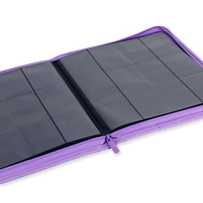 Vault X 12 Pocket Zip Trading Card Binder 480 Cards Exo-Tec (Purple) | Holds 480 standard-size TCG cards in 20 side-loading 12-pocket pages. Padded, water-resistant Exo-Tec cover. - color: Purple, size: 12 Pocket