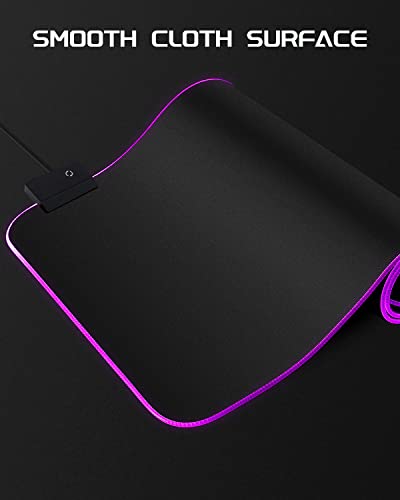 Gaming Mouse Pad, Large RGB Mousepad, LED Mouse Pad with 7 Colors 10 Lighting Modes, Mouse Mat Waterproof Fabric Surface, Non-Slip Rubber Base for Computer Laptop Keyboard (31.5 x 11.8 Inch) - size: 31.5L x 11.8W inches