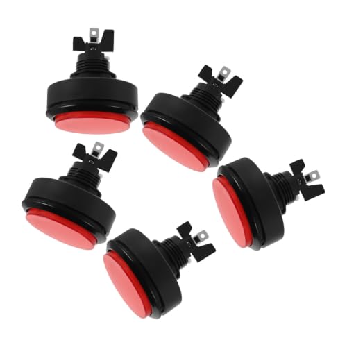 5pcs Bright Red Button with Brilliant Illumination and Seamless Compatibility Round Flat Surface Push Switch for Arcade Control Panel Replacement
