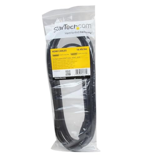 StarTech.com 5m High Speed HDMI Cable – Ultra HD 4k x 2k HDMI Cable – HDMI to HDMI M/M - 5 meter HDMI 1.4 Cable - Audio/Video Gold-Plated (HDMM5M),Black | 4K High Speed HDMI Cable with Ethernet, UHD Video, HDMI 1.4, for Monitors, Projectors, TVs & Display