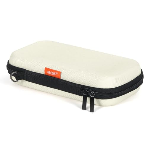 Off White Small Travel Electronic Organizer Case - Universal Hard Carrying Case Portable Storage Pouch Bag for Tech Accessories, Cable, Cord, MP3 Players, Card, Car Key Cash, SD Card - color: Off White