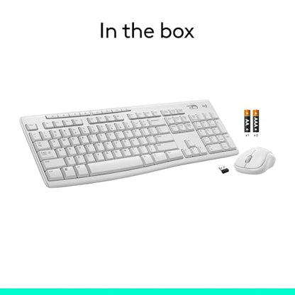 Logitech MK270 Full Size Wireless Keyboard and Mouse Combo - Off White | Full size keyboard with spill-resistant design, compact ambidextrous mouse, connect via single included USB-A Nano Receiver - color: Off White, size: 1 Pack, style: Combo