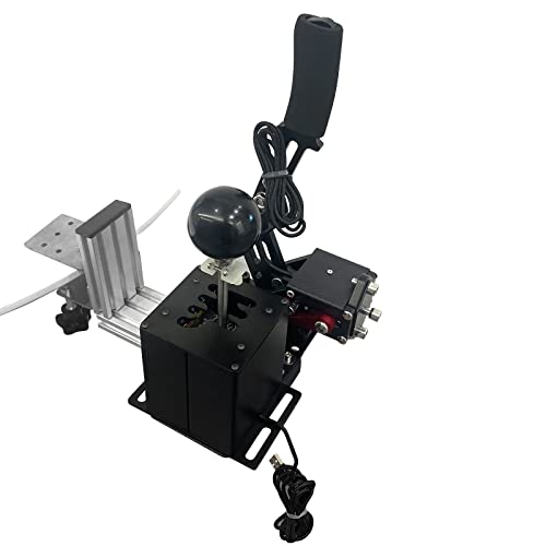 PC USB Simulator Shifter 64 Bit Handbrake with Clamp L Shape Lever Kit Compatible with G29 G27 G25 G920 T300RS/GT Steering Wheel Sequential H Gear Shifter Compatible with ATS ETS Dust WRC Sim Racing Games 6+R Black