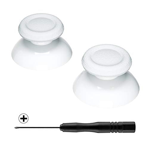eXtremeRate White Replacement 3D Joystick Thumbsticks for PS5 Controller, Analog Thumb Sticks with Screwdriver for PS4 Slim Pro Controller - color: White