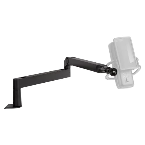 Elgato Wave Mic Arm Low Profile Microphone Boom Arm | Sits below shoulder line, 360-degree rotation, Magnetic cable channels, All-metal build, Fully adjustable mount - style: Low Profile