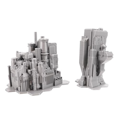 Tabletop Terrain 6mm Sci-Fi Cityscape Bundle 4 with Hexes for Miniatures Games Such as Epic Battletech Adeptus Titanicus (Bundle 4 with Hexes) - size: Bundle 4 with Hexes