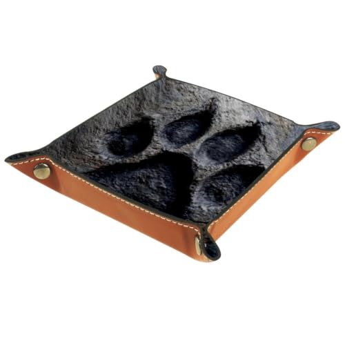 Black Dog Paw Dice Tray Folding Square PU Leather Dice Rolling Tray | Portable Dice Trays for Dice Games Like RPG, DND and Other Table Games, Folded 4.5x4.5x1.2inch - color: Black Dog Paw