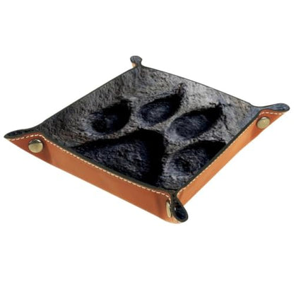 Black Dog Paw Dice Tray Folding Square PU Leather Dice Rolling Tray | Portable Dice Trays for Dice Games Like RPG, DND and Other Table Games, Folded 4.5x4.5x1.2inch - color: Black Dog Paw