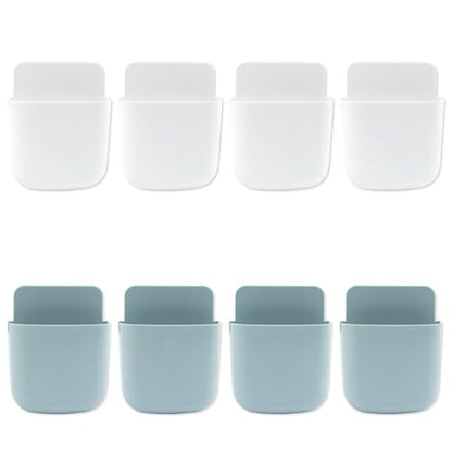 8 Pack Remote Control Holder Wall Mount Self Adhesive Wall Mounted Storage Box Pen Storage Containers for Home Office School