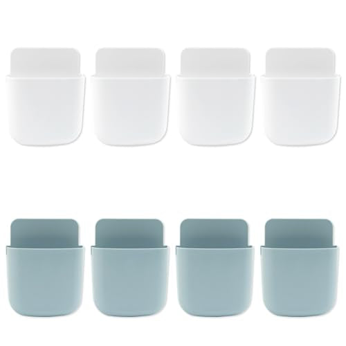 8 Pack Remote Control Holder Wall Mount Self Adhesive Wall Mounted Storage Box Pen Storage Containers for Home Office School
