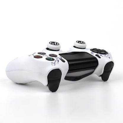 Cat Among Blossoming Branches Design Controller Skin Cover with 2 Thumb Grips Compatible with PS4/Playstation 4 Slim/Pro Controller - color: Cat White Purple