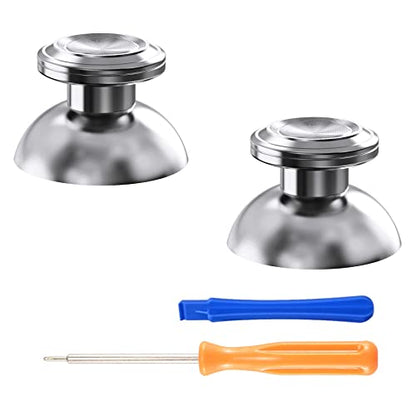 eXtremeRate Custom Silver Metal Thumbsticks for PS5 Controller, Replacement Aluminum Analog Stick Joystick for PS4 Controller - color: Silver
