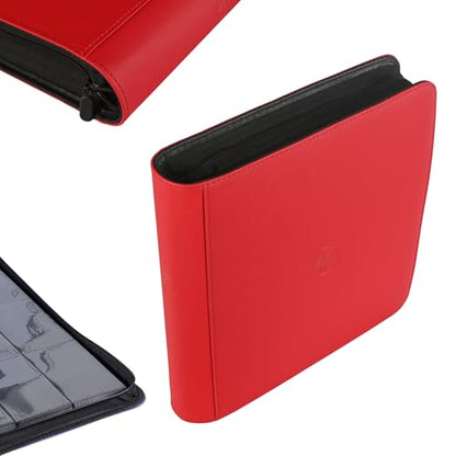 1200+ Pockets Trading Card Binder, 12-Pocket Card Ablum Compatible with MTG,Sports Cards & Other Standard Size Trading Card (RED) - color: Card Binder 12 Pocket Navy Red