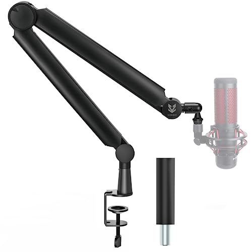 SA-30 Microphone Boom Arm, 360° Rotatable Mic Stand with 6 inch riser, Microphone Holder with 1/4", 3/8" and 5/8" Adapters, Professional Microphone Arm with Accessories, Mic Boom Arm Black