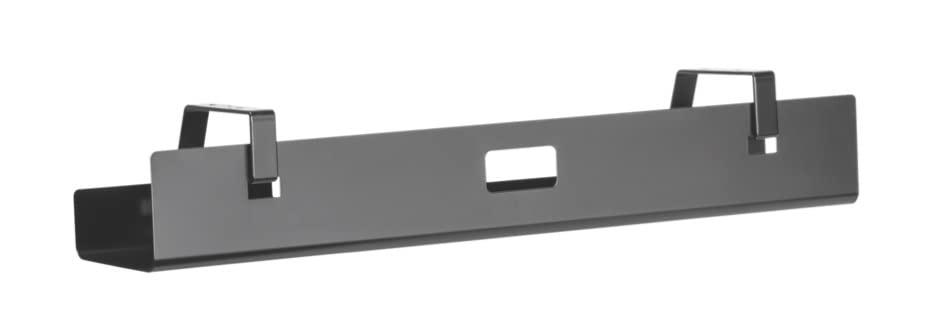 POUT Universal Wide Under Desk Cable Management Tray Organizer - 23.6 x 5.3 inch – for Wire/Cable Management - Hanging Easily Removable Rack with Cable Management Holes – Sturdy Stylish Black Steel - color: Black