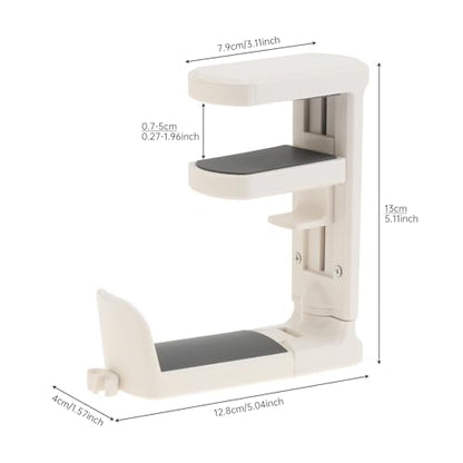 2pcs Under Desk Headphone Hanger Holder Utility Hook 360° Rotating Adjustable Clamp-on Earphone Hook Holder Mount Cable Clip Organizer Fit for PC Gaming Office Headset Hanger Gift (White) - color: White