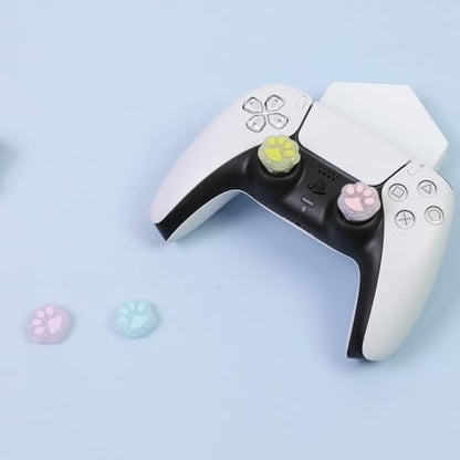 Glitter Cat Paw Switch 2 Joycon Thumb Grips Caps, 4 PCS Cute Kawaii 3D Silicone Analog Thumbstick Button Cover for PS5/PS4, Xbox Series X/S, Xbox One, Switch PRO Controller Joystick Caps - color: Multicolor Paw for NS2