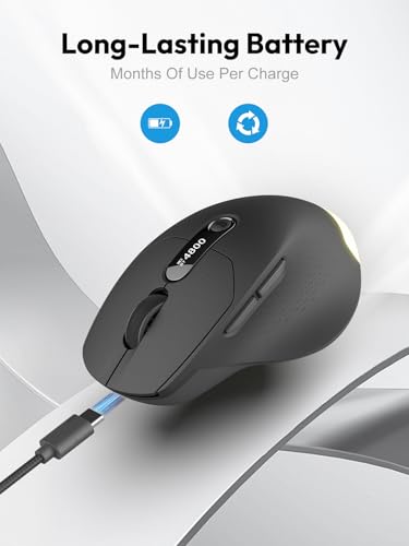 XBG B18Pro Tri-Mode Wireless Bluetooth Mouse with LED Display for Laptop | Bluetooth 5.0, 2.4G & Wired, 4800 DPI, 600mAh Type-C Rechargeable, Ergonomic Silent Click, for Mac iPad Windows Office, Black - style: B18 Pro-Black