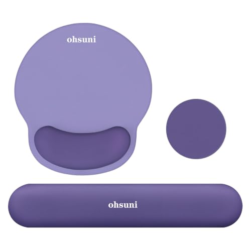 Wrist Rest Support for Mouse Pad&Keyboard Set,3-in-1 Silicone Memory Foam Mouse Pad,Circle Curved Ergonomic Mousepad&Coaster Non-Slip Silicone Base,Suitable for Home/Office use,Imperial Purple - color: Imperial Purple