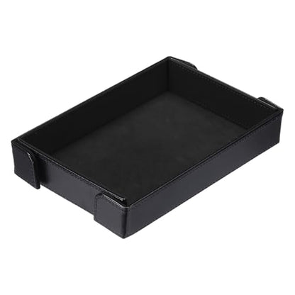 uxcell PU Leather Dice Tray, Rectangle Magnetic Folding Velvet Portable Folding Dice Rolling Tray for Table Games Keys Wallet Watch Coin, Black - color: Black