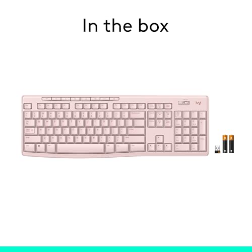 Logitech K270 Full Size Wireless Keyboard for Windows - Rose | Full-size keyboard with number pad, 8 multimedia keys, includes USB-A receiver, 2-year battery, compatible with PC, laptop - color: Rose, size: 1 Pack, style: Keyboard