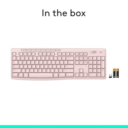 Logitech K270 Full Size Wireless Keyboard for Windows - Rose | Full-size keyboard with number pad, 8 multimedia keys, includes USB-A receiver, 2-year battery, compatible with PC, laptop - color: Rose, size: 1 Pack, style: Keyboard