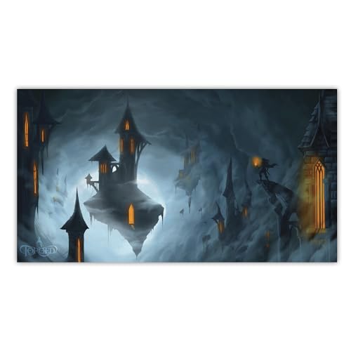 Forged Dice Co. Dice Tray 14" - Reversible Dice Rolling Mat - Compatible with Board Games and Tabletop RPGs Like Dungeons and Dragons Pathfinder Roleplaying Games - Realm of Mist - color: Black Tray W/ Realm of Mist Mat