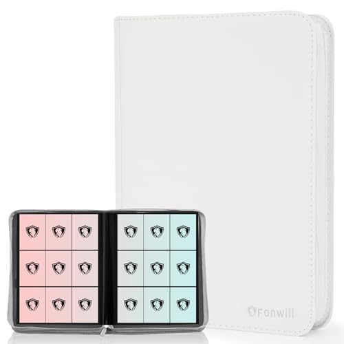 9 Pocket Card Binder, Premium Zip Trading Card Binder, 360 Double Sided Pocket PU Collection Binder, Collector Album, Card Folder for MTG, TCG, Sports Cards (White) - color: 2-White, size: 9 Pocket 360