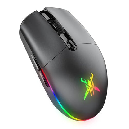 TECKNET Gaming Mouse, Wireless Gaming Mouse with 6 Programmable Buttons, RGB Backlit, Rechargeable Wireless Mouse UP to 8000 DPI, Macro Edit, 70Hrs for Laptop, PC, Mac Gamer (Full Black)