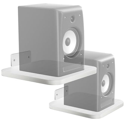 WALI Speaker Wall Mount, Heavy Duty Bookshelf Speaker Floating Wall Shelves, Surround Sound Speakers Stand for Living Room, Home Theater and Gaming Room, Holds up to 55 Lbs, (SWM302W), 1 Pair, White - color: White, size: 7.87" x 7.87"