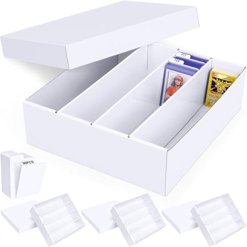 Trading Card Storage Box, 4 Pack 3200 Count Cardboard Storage Box with Divider for Sports, Tcg, Mtg Cards - color: 4 PACK