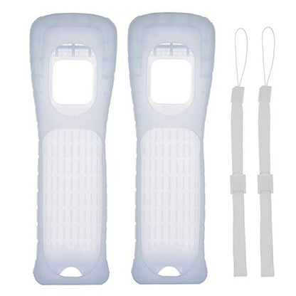 2X Wii Silicone Case Cover with Wrist Strap for Wii Remote Controller (White) - color: White