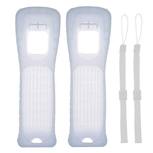 2X Wii Silicone Case Cover with Wrist Strap for Wii Remote Controller (White) - color: White