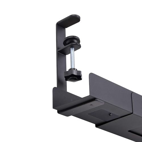 StarTech Under Desk Cable Management Tray, Black (CALB-Desk-Cable-Tray) | Clamp-On Installation, No Drilling Required, Length Adjustable - color: Black, style: Adjustable Width