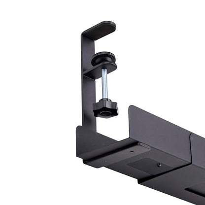 StarTech Under Desk Cable Management Tray, Black (CALB-Desk-Cable-Tray) | Clamp-On Installation, No Drilling Required, Length Adjustable - color: Black, style: Adjustable Width