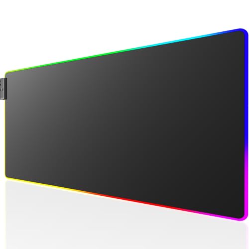 KTRIO RGB Large Gaming Mouse Pad, 31.5 x 11.8 in, RGB Black, XL | Smooth Micro-Weave Surface, RGB Lighting Design, Non-Slip Rubber Base, Durable Stitched Edges, Office & Home Use - color: RGB Black, size: 31.5l X 11.8w Inches